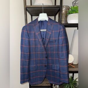 Samuelsohn Soft Blue Plaid Sport Jacket